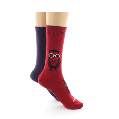 Chaussettes reversibles DAGOBERT Hibou Rouge / Vatican