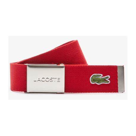 Ceinture sangle boucle gravée Lacoste rouge Édition Made in France