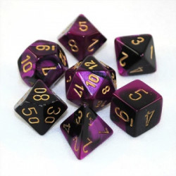 Chessex - Gemini - 7 Dice-Set - Black-Purple w/ Gold