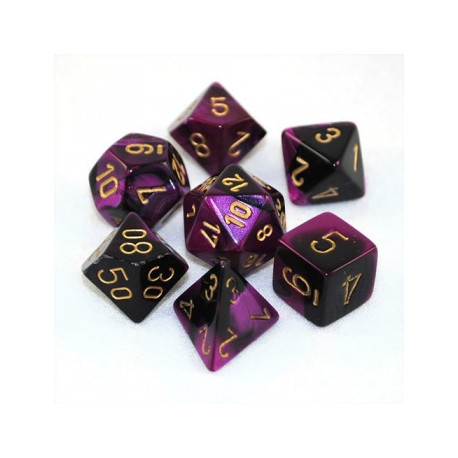 Chessex - Gemini - 7 Dice-Set - Black-Purple w/ Gold