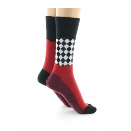 Chaussettes Berthe aux Grands pieds Damier asymétriques